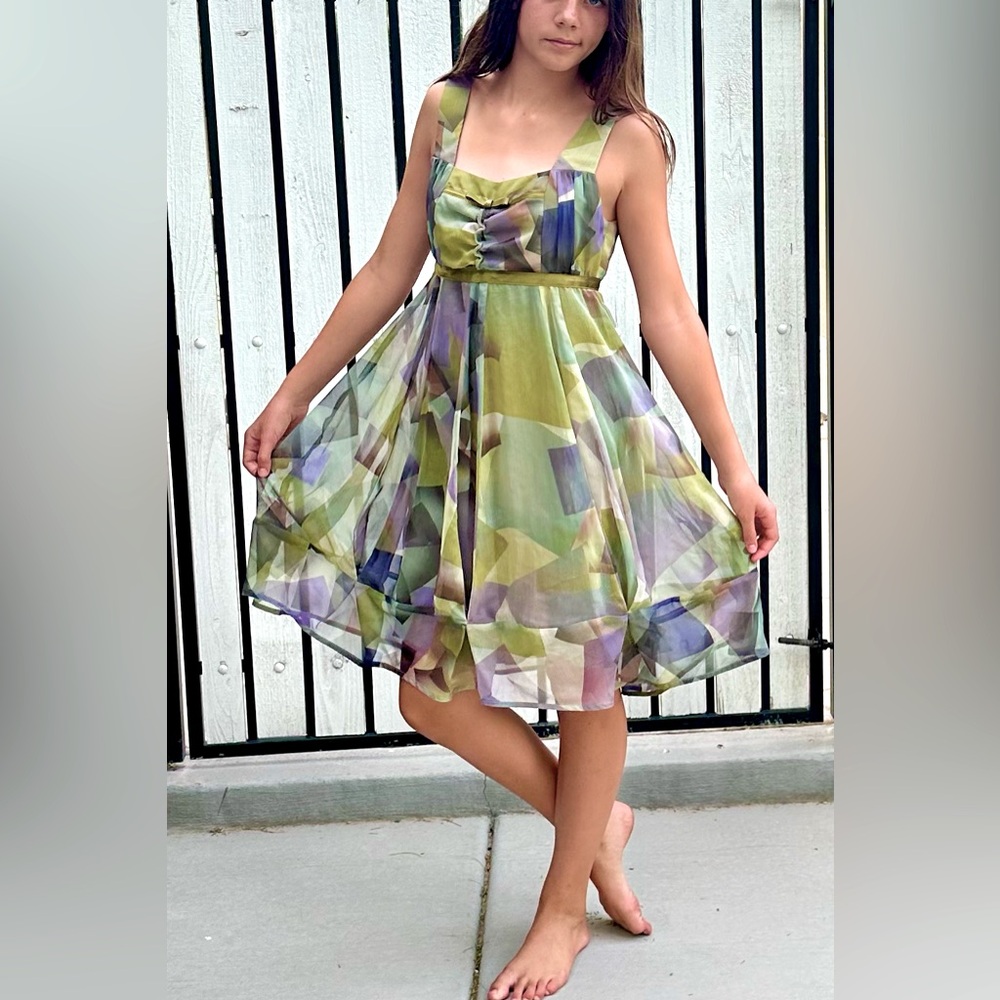Ana Sousa Sleeveless Misty Vineyard Gauzy Babydoll Mini Dress Tuck Detail. CL3